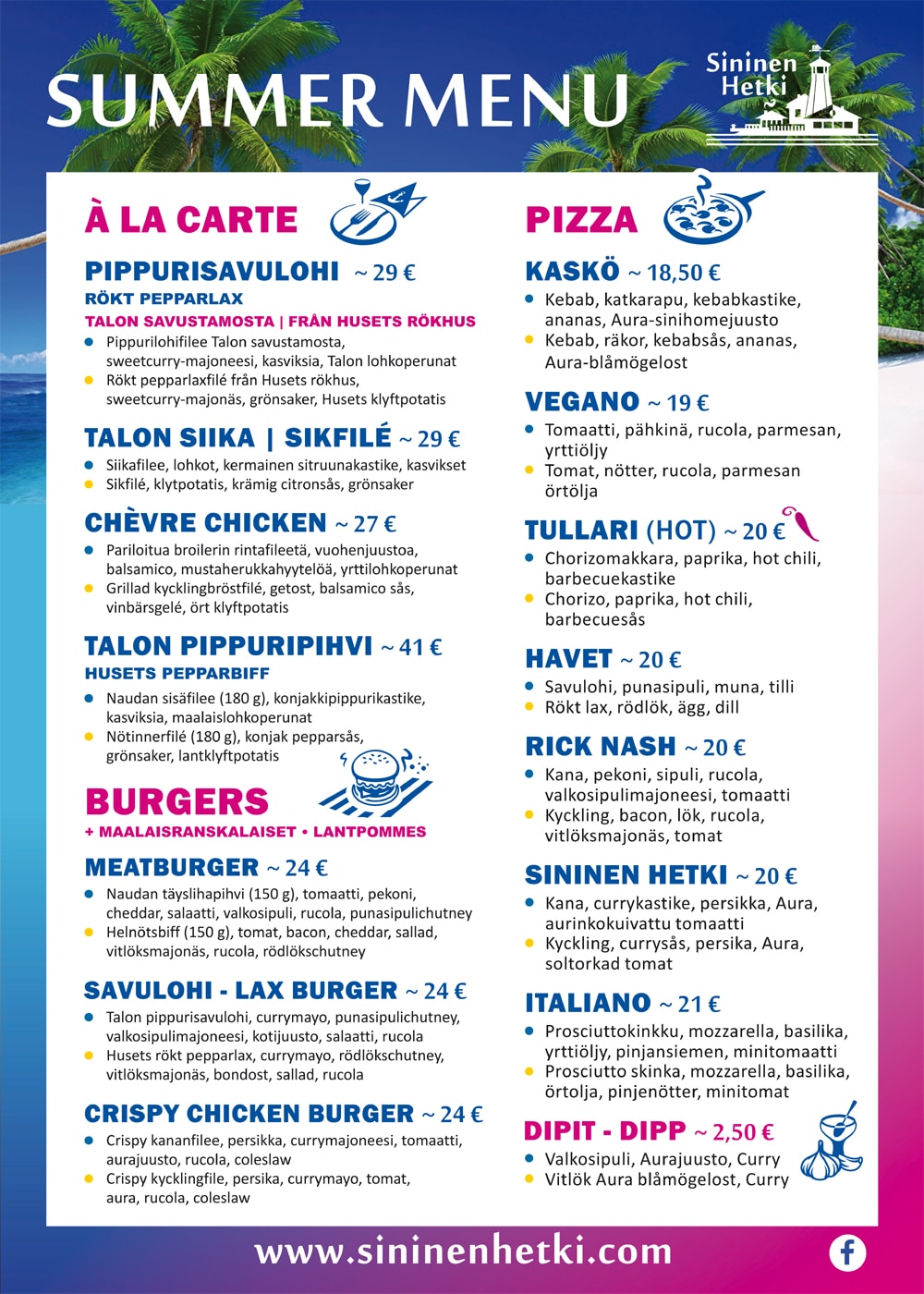 Sininen hetki Summer menu 50 x70 cm 2026 copy